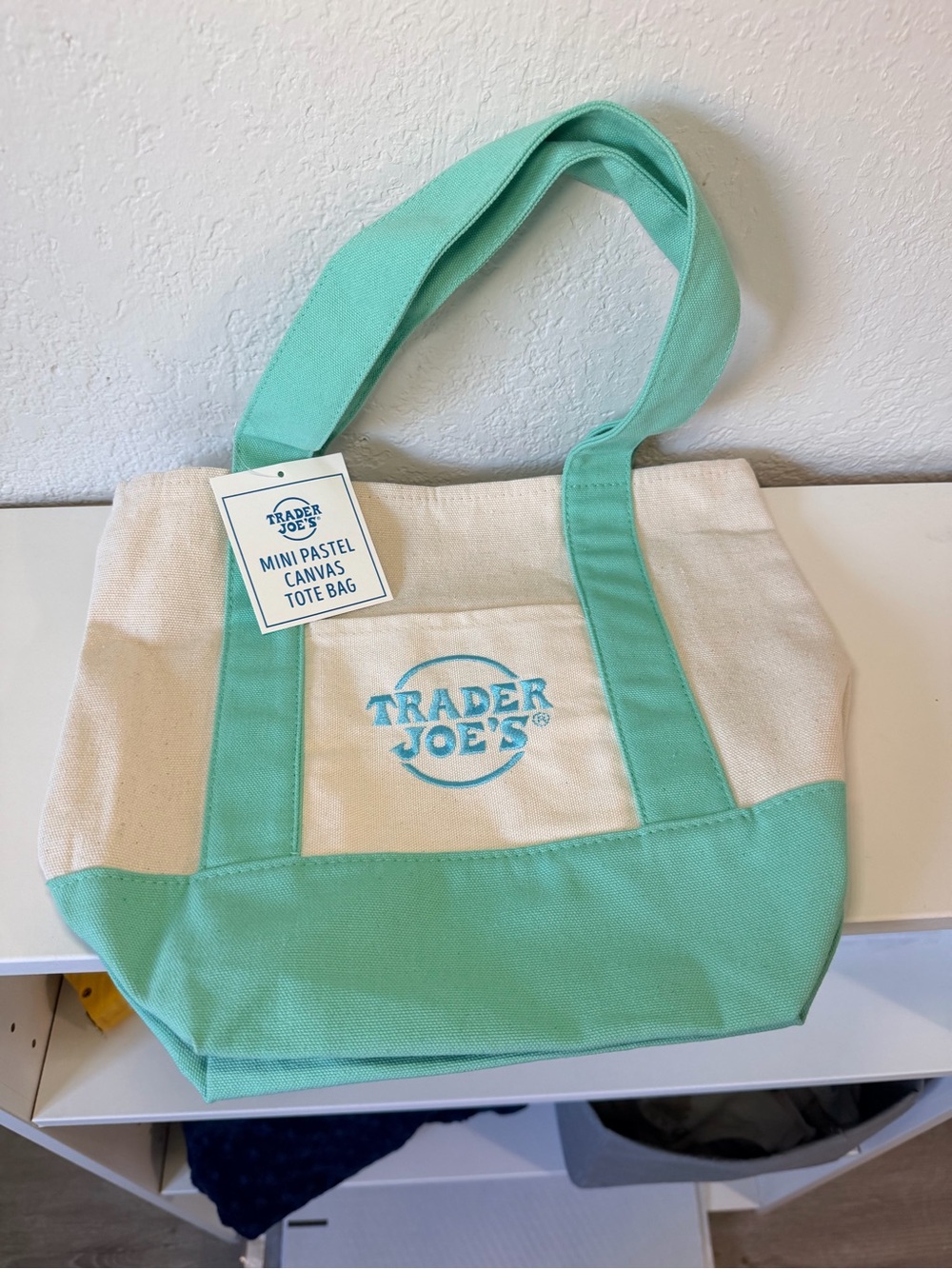 Trader Joe's Mini Canvas Tote Bag in Mint